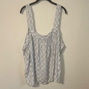 Wonderly White Tank Top with Light Blue Geometric Print